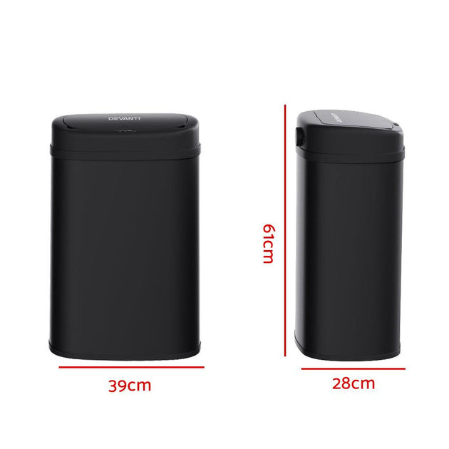 Buy Devanti 50L Sensor Bin Motion Rubbish Automatic Black discounted | Products On Sale Australia