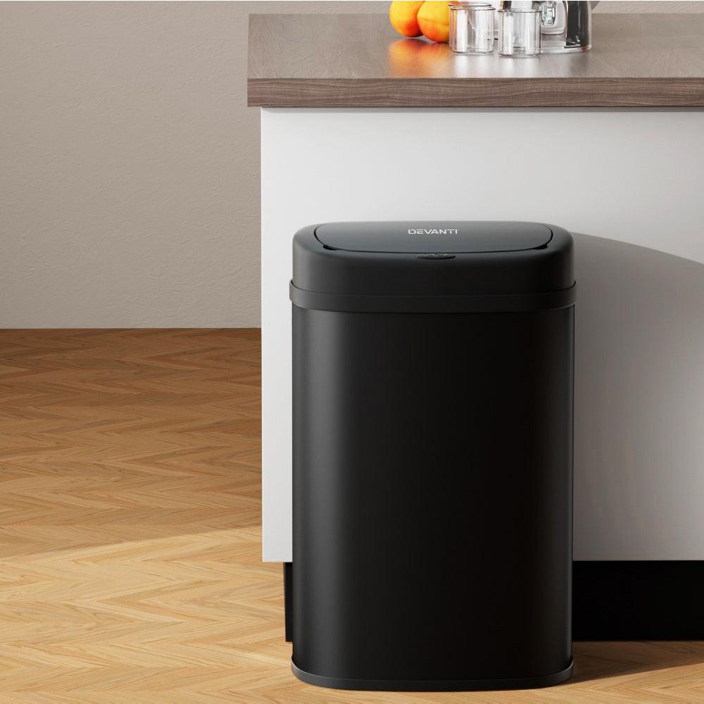 Buy Devanti 50L Sensor Bin Motion Rubbish Automatic Black discounted | Products On Sale Australia