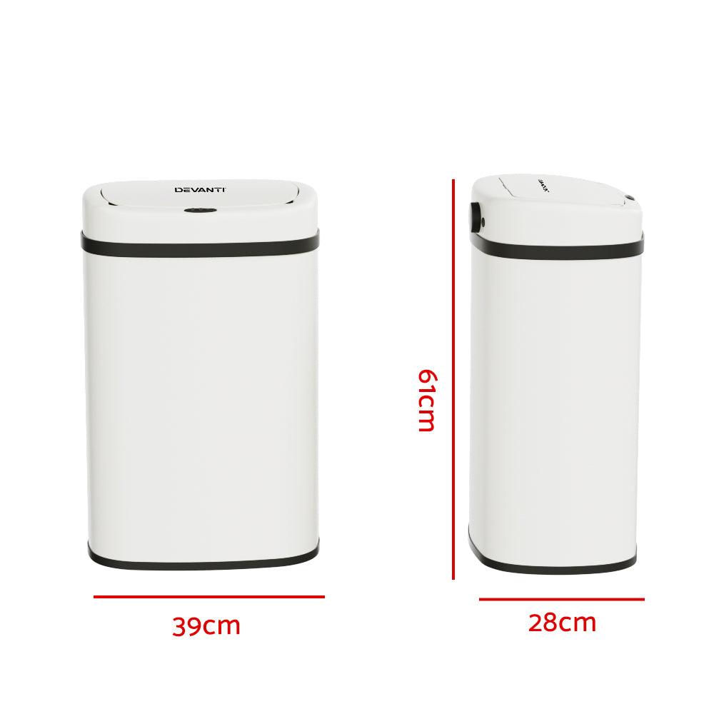 Buy Devanti 50L Sensor Bin Motion Rubbish Automatic White discounted | Products On Sale Australia