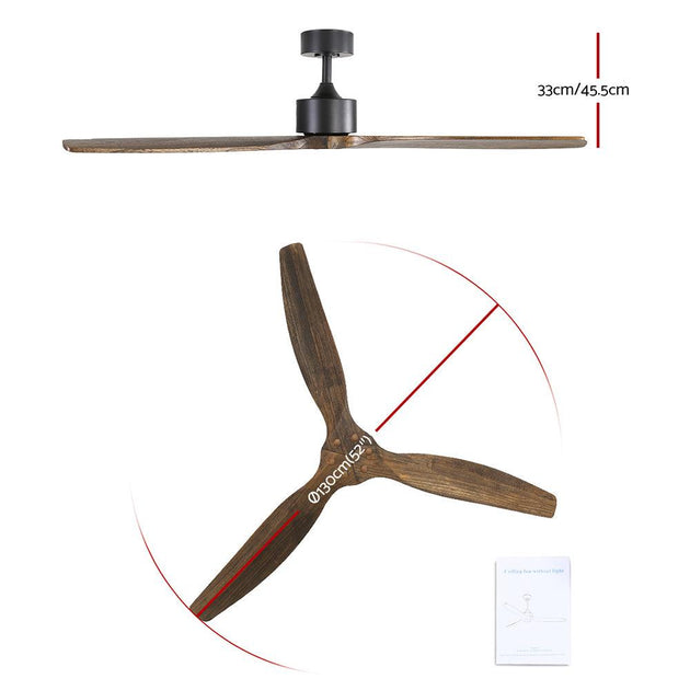 Buy Devanti 52'' Ceiling Fan AC Motor 3 Blades w/Remote - Dark Wood discounted | Products On Sale Australia