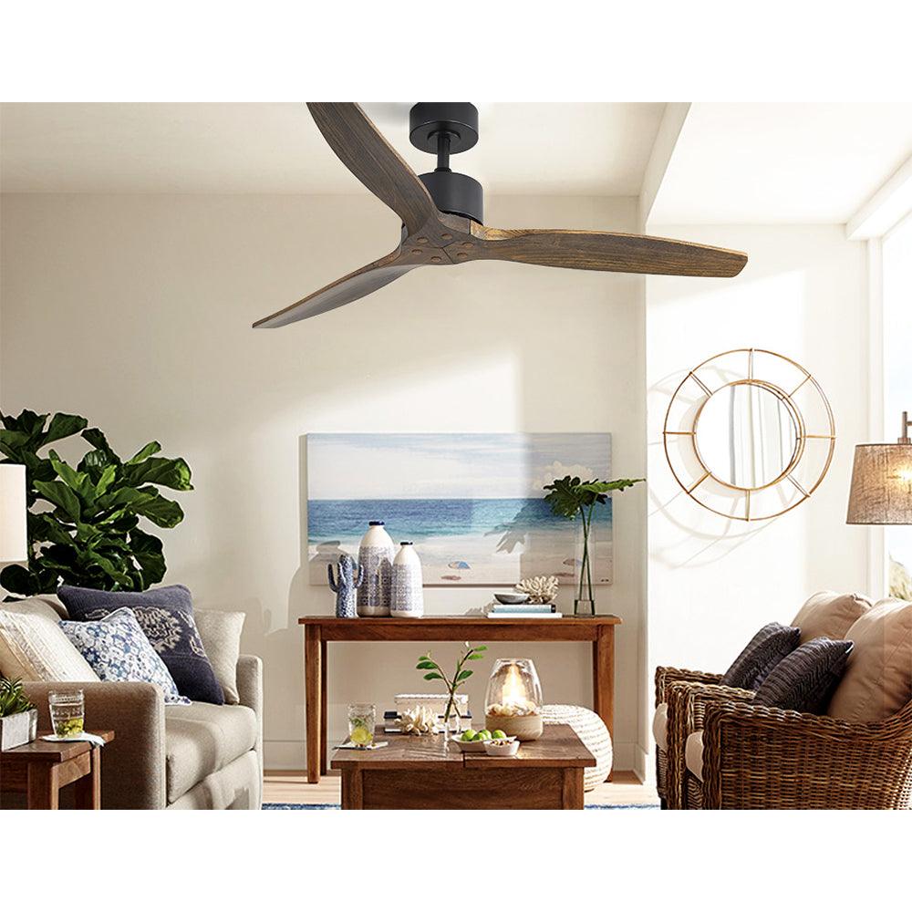 Buy Devanti 52'' Ceiling Fan AC Motor 3 Blades w/Remote - Dark Wood discounted | Products On Sale Australia