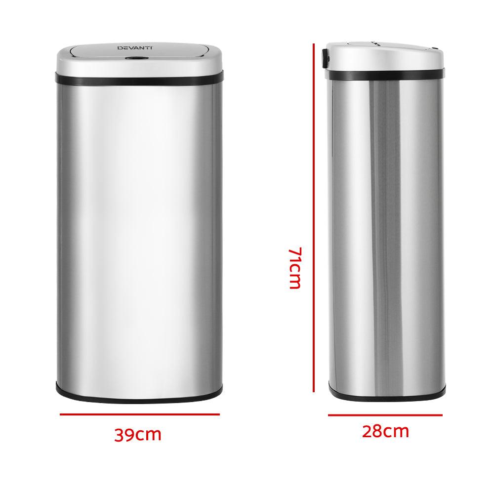 Buy Devanti 60L Sensor Bin Motion Rubbish Automatic Silver discounted | Products On Sale Australia