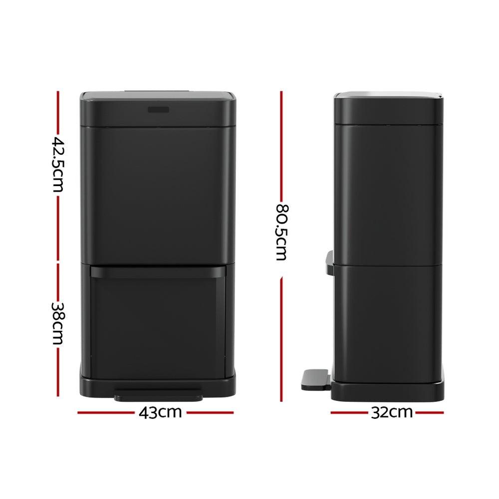 Buy Devanti 70L Motion Sensor Bin Pedal Bins Automatic Black discounted | Products On Sale Australia