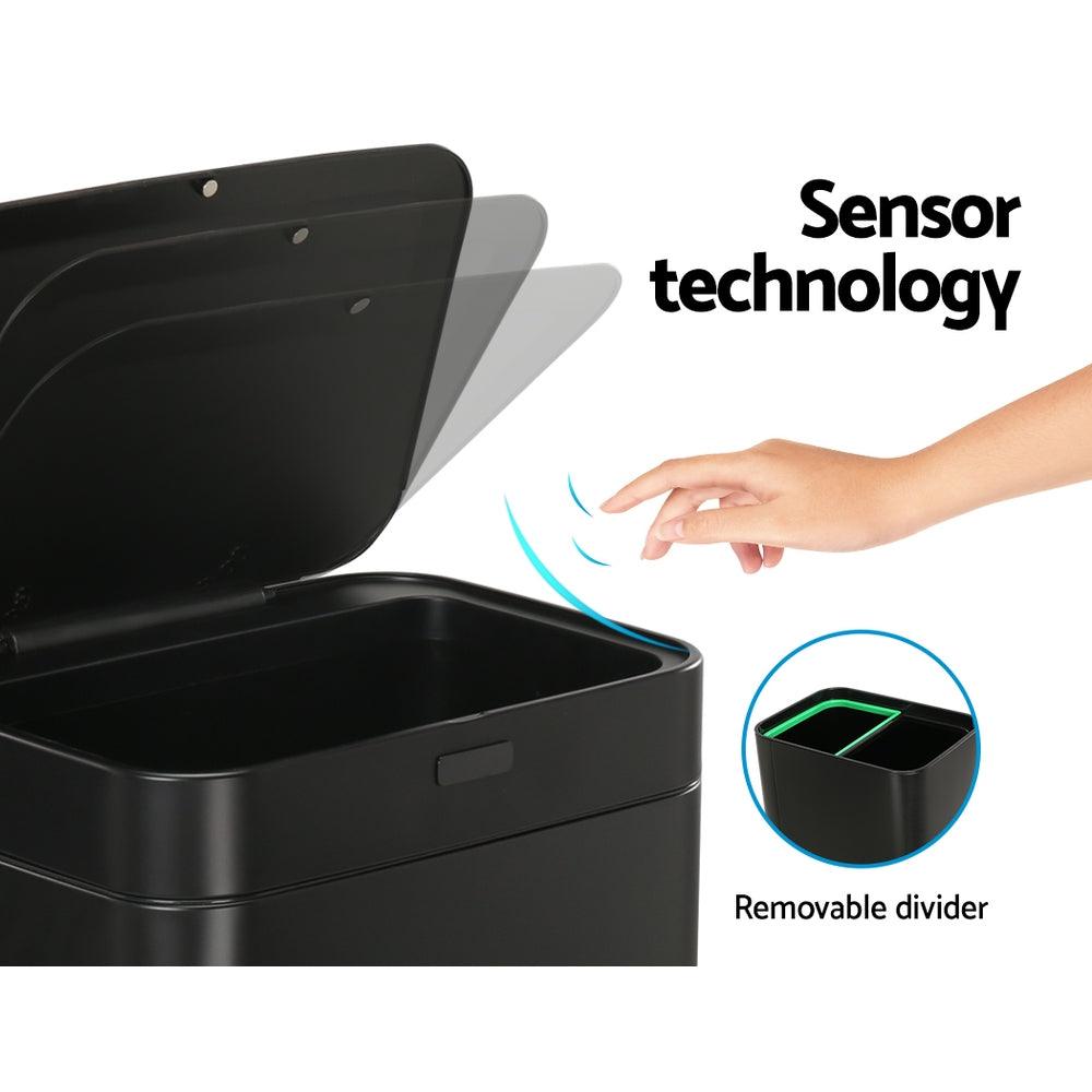 Buy Devanti 70L Motion Sensor Bin Pedal Bins Automatic Black discounted | Products On Sale Australia