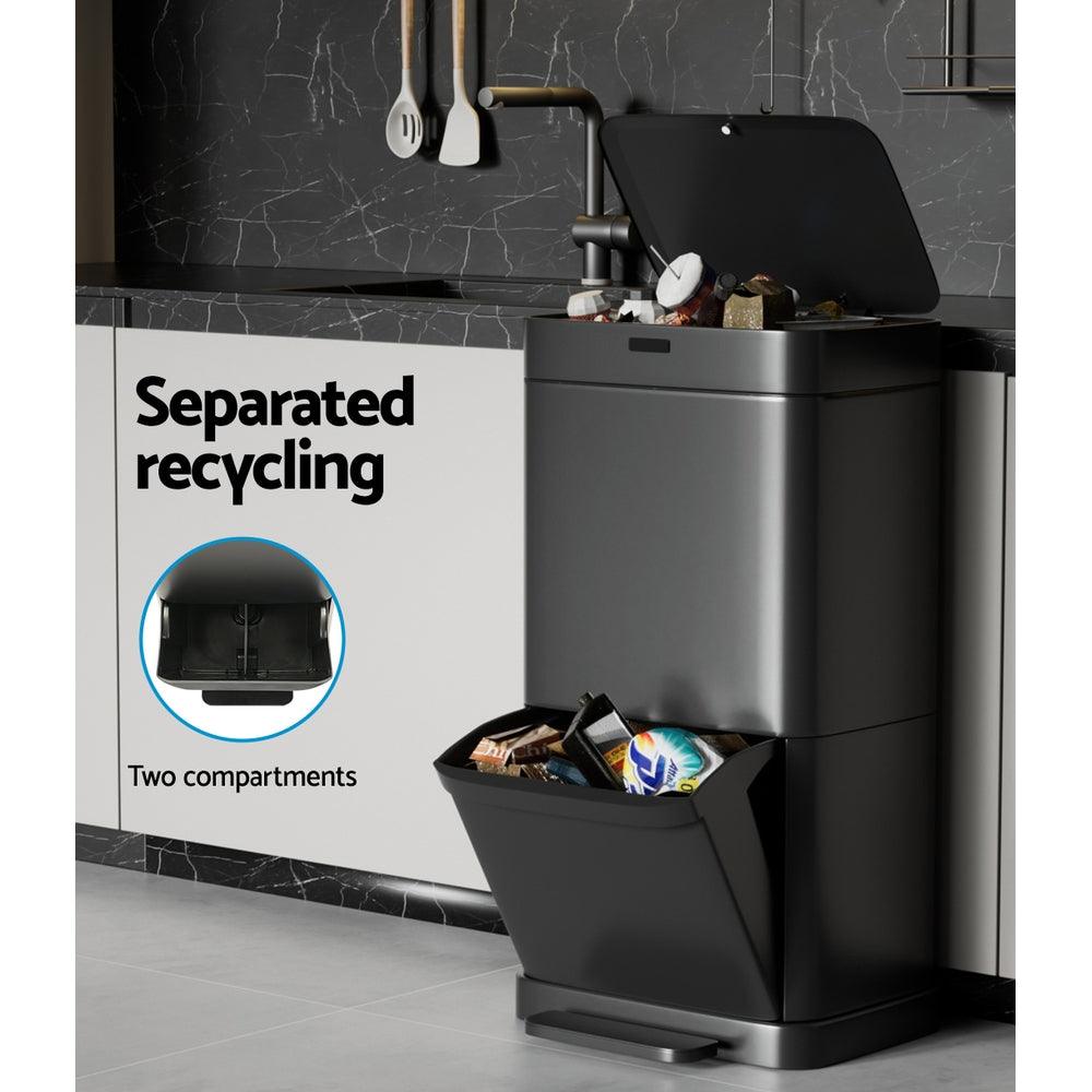 Buy Devanti 70L Motion Sensor Bin Pedal Bins Automatic Black discounted | Products On Sale Australia