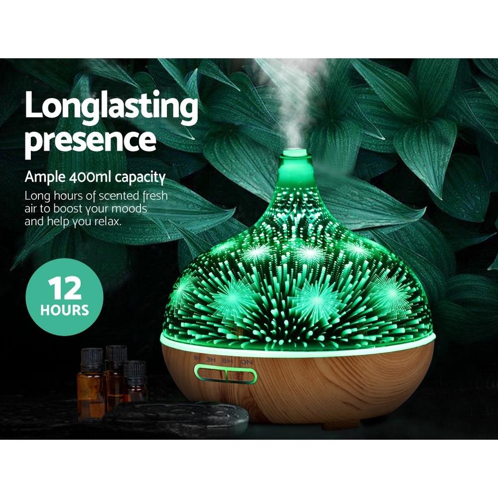 Buy Devanti Aroma Diffuser Aromatherapy 3D Glass 400ml discounted | Products On Sale Australia