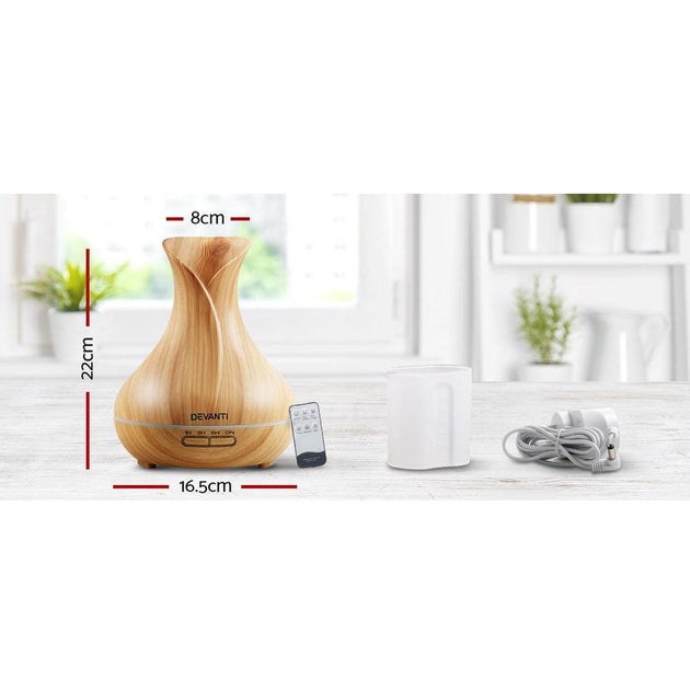 Buy Devanti Aroma Diffuser Aromatherapy Light Wood 400ml discounted | Products On Sale Australia