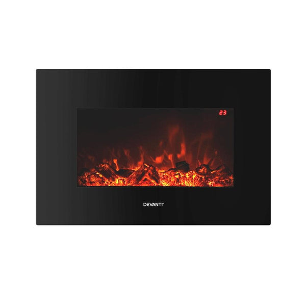 Devanti Electric Fireplace Fire Heater 2000W Black Products On Sale Australia | Appliances > Heaters Category