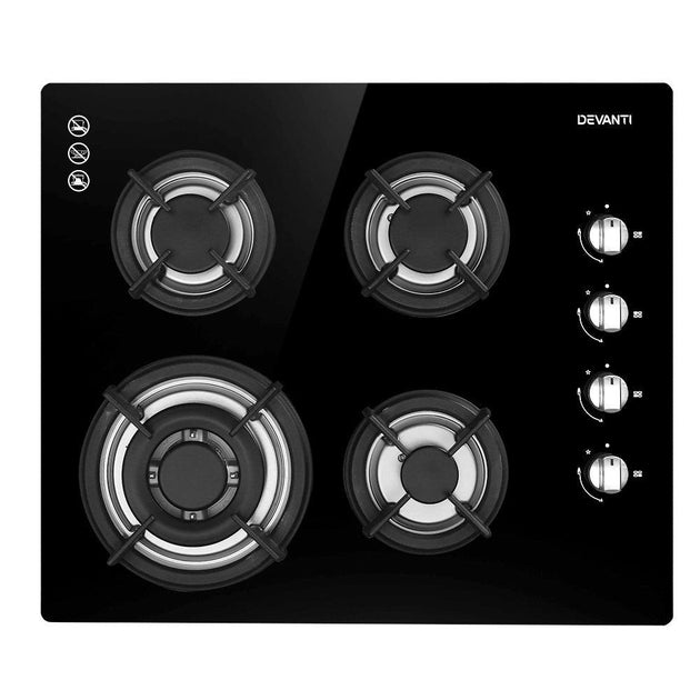 Buy Devanti Gas Cooktop 60cm Stove Hob Black discounted | Products On Sale Australia