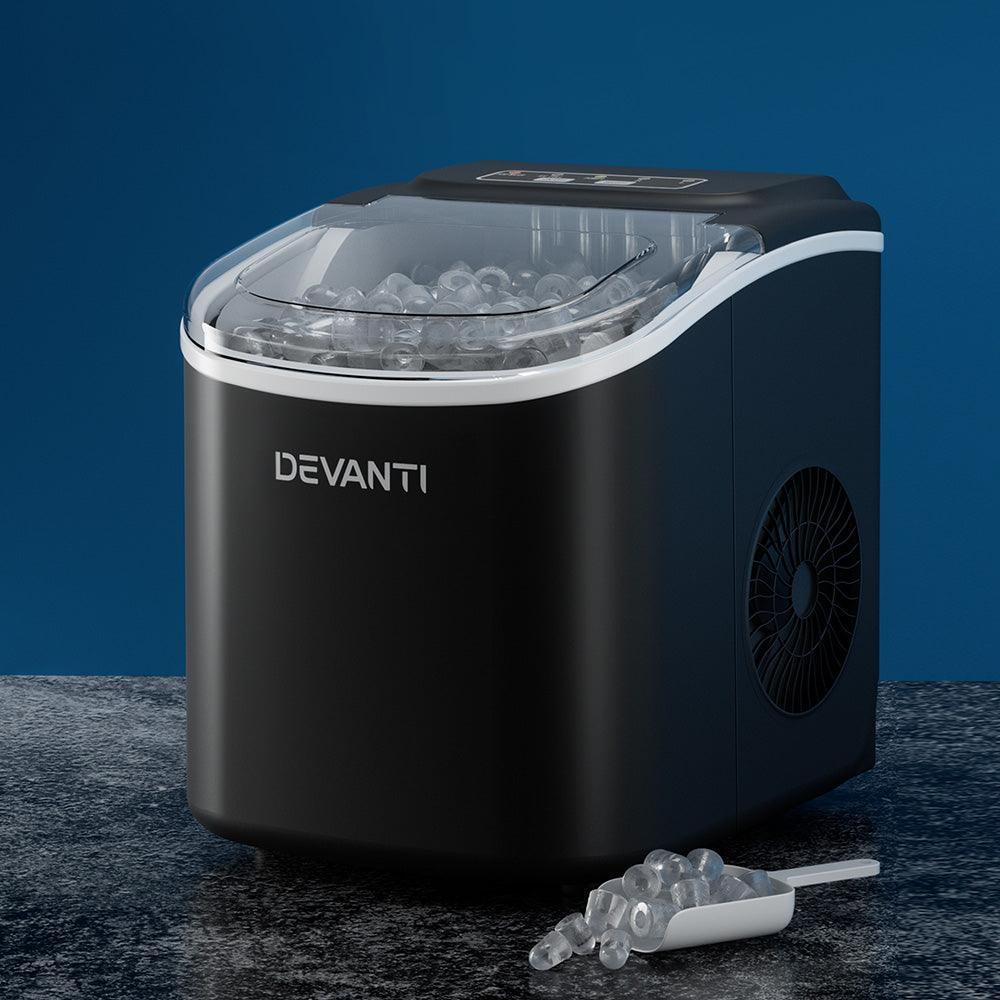 Buy Devanti Portable Ice Maker Machine Ice Cube Tray 12kg Bar Countertop Black discounted | Products On Sale Australia