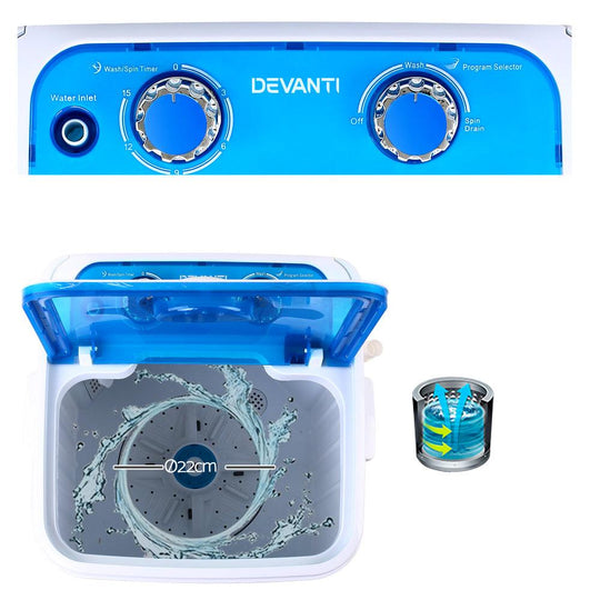 Buy Devanti Portable Washing Machine 4.6KG Blue discounted | Products On Sale Australia