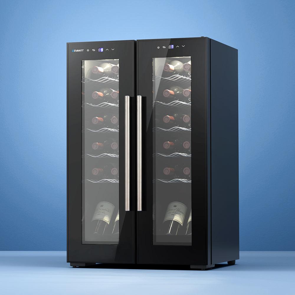 Buy Devanti Wine Cooler Fridge Dual Zone 24 Bottles discounted | Products On Sale Australia