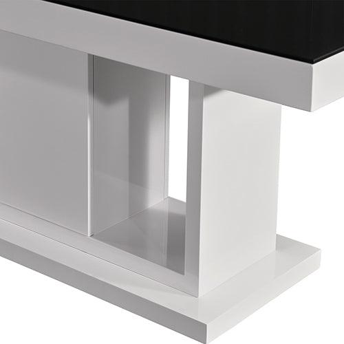 Buy Dining Table in Rectangular Shape High Glossy MDF Wooden Base Combination of Black & White Colour discounted | Products On Sale Australia