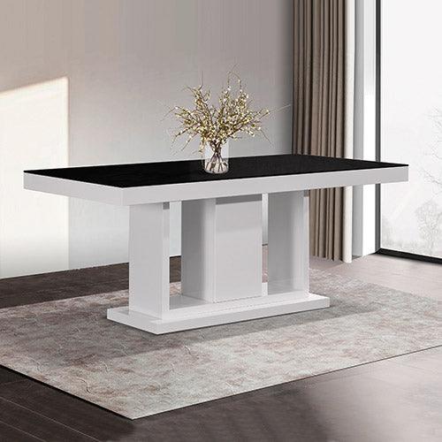 Buy Dining Table in Rectangular Shape High Glossy MDF Wooden Base Combination of Black & White Colour discounted | Products On Sale Australia