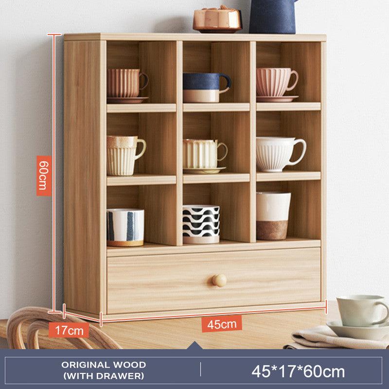 Buy DISPLAY STAND TEA CUP SHELFING FURNITURE CUBE CABINET W/ DRAWERS discounted | Products On Sale Australia