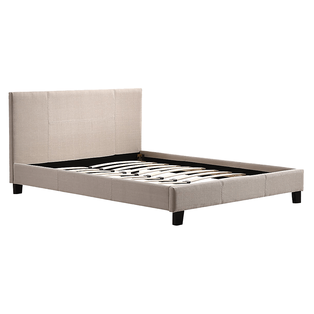 Buy Double Linen Fabric Bed Frame Beige discounted | Products On Sale Australia