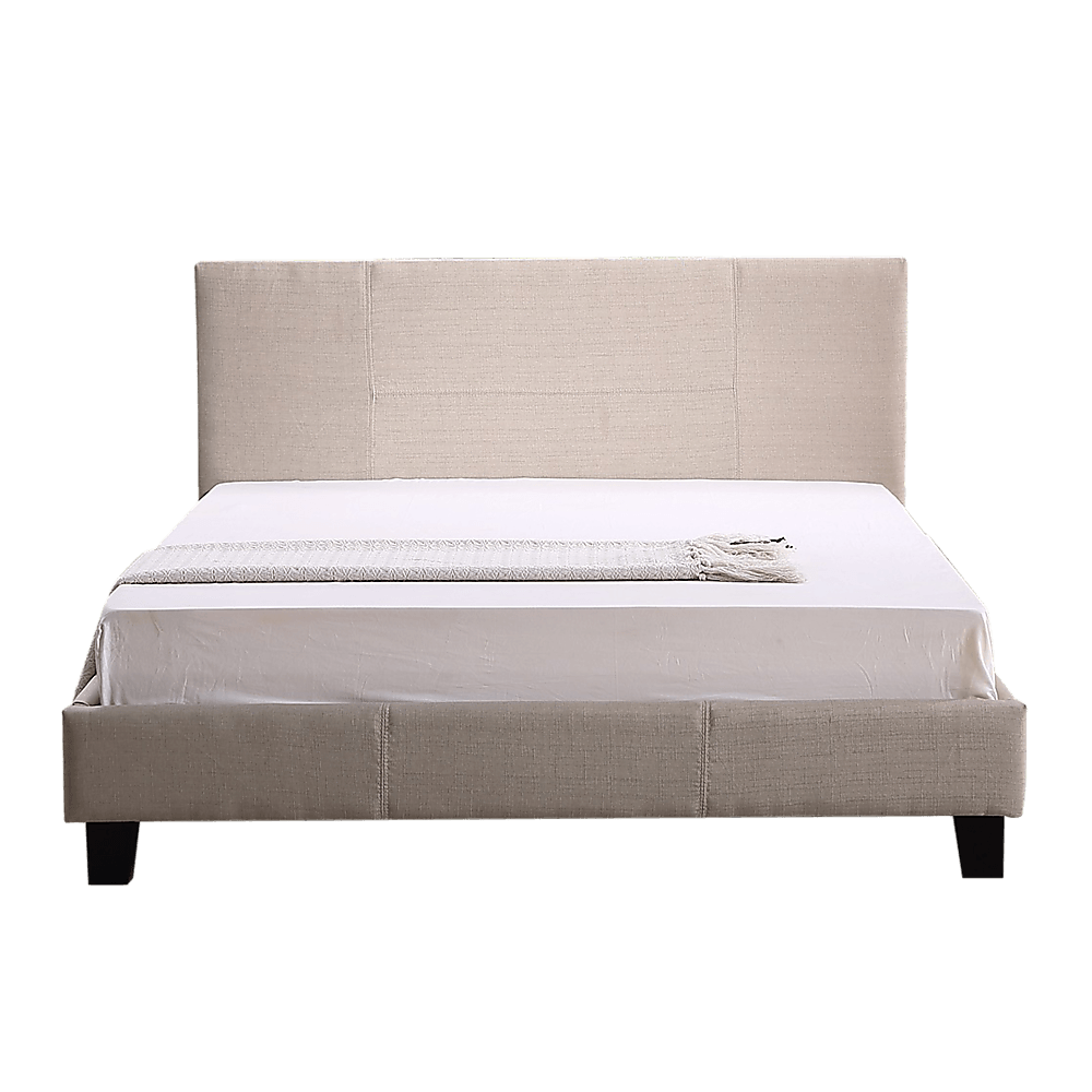 Buy Double Linen Fabric Bed Frame Beige discounted | Products On Sale Australia