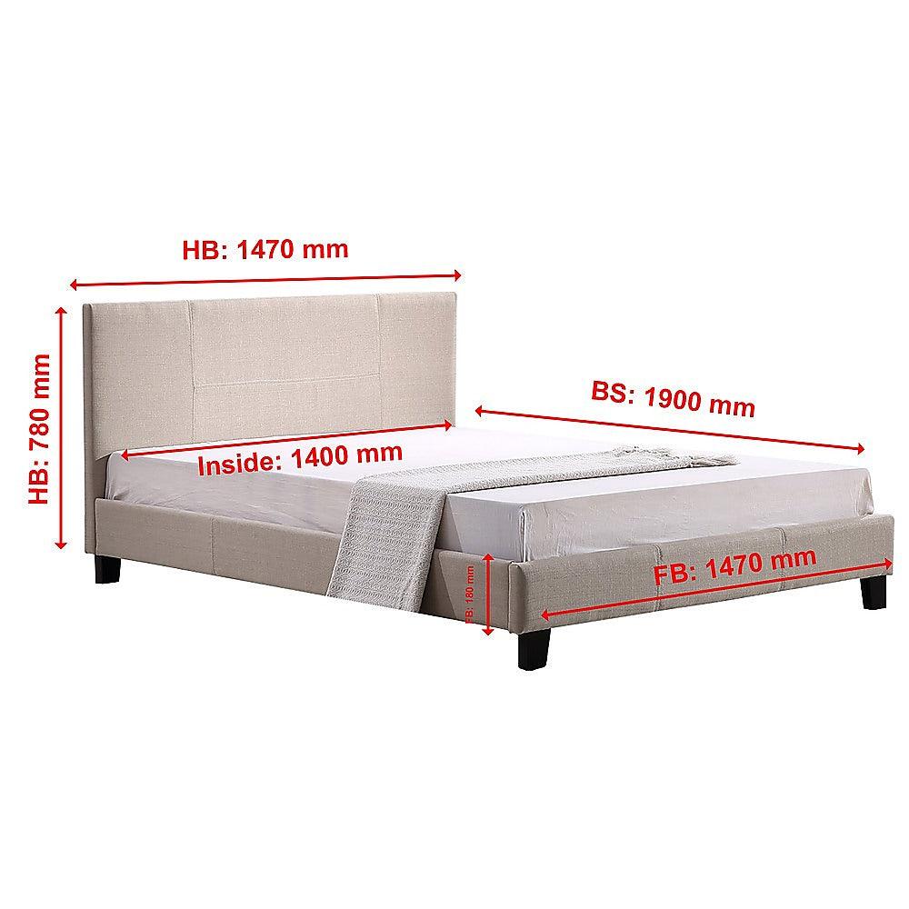 Buy Double Linen Fabric Bed Frame Beige discounted | Products On Sale Australia