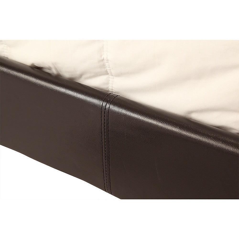 Buy Double PU Leather Bed Frame Brown discounted | Products On Sale Australia