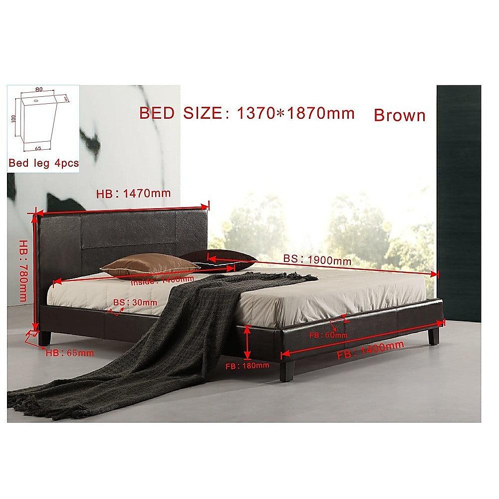 Buy Double PU Leather Bed Frame Brown discounted | Products On Sale Australia