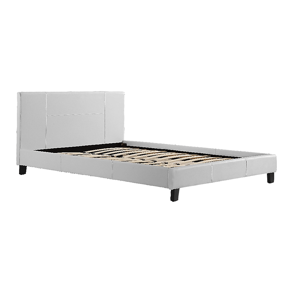 Buy Double PU Leather Bed Frame White discounted | Products On Sale Australia