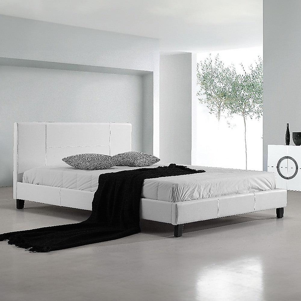 Buy Double PU Leather Bed Frame White discounted | Products On Sale Australia