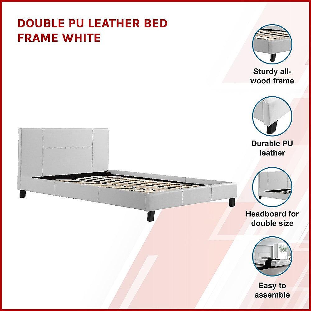 Buy Double PU Leather Bed Frame White discounted | Products On Sale Australia