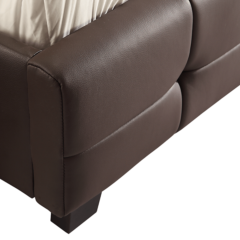 Buy Double PU Leather Deluxe Bed Frame Brown discounted | Products On Sale Australia