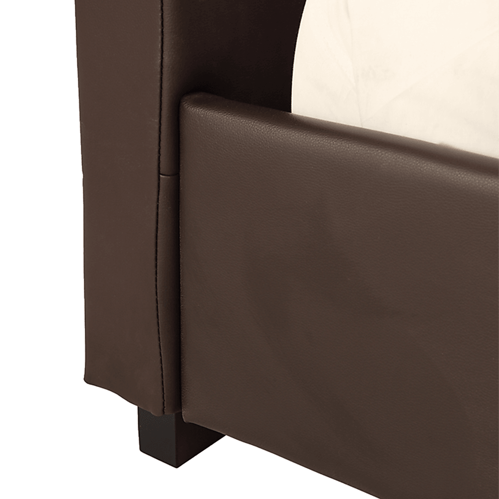 Buy Double PU Leather Deluxe Bed Frame Brown discounted | Products On Sale Australia