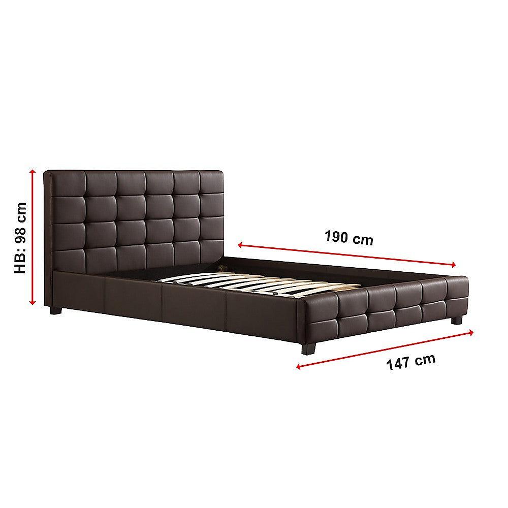 Buy Double PU Leather Deluxe Bed Frame Brown discounted | Products On Sale Australia