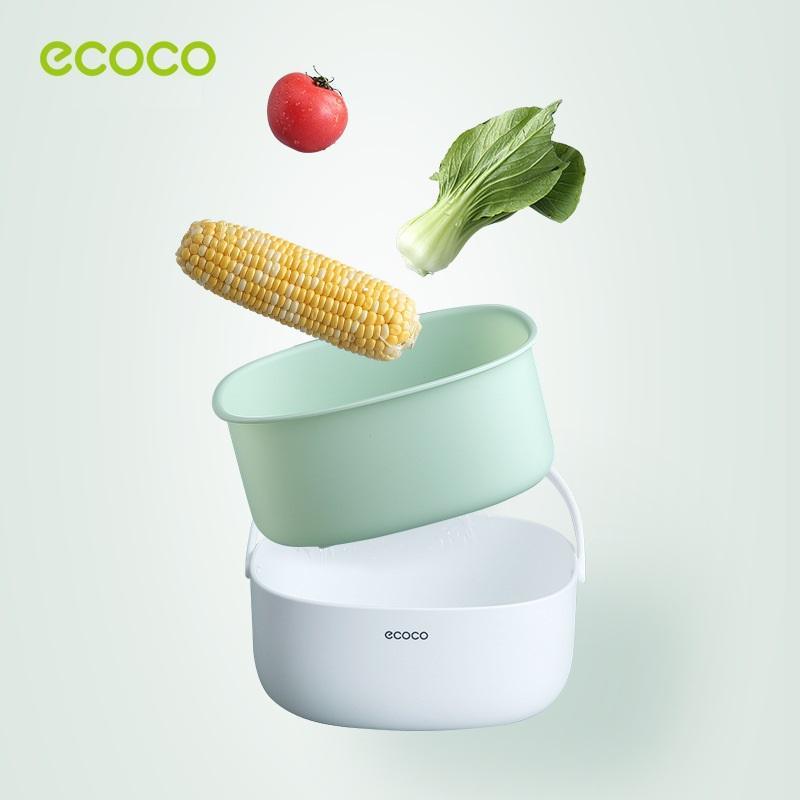 Buy Ecoco Double Drain Basket Bowl Washing Kitchen Strainer Noodles Vegetables Fruit Sink Supplies Grey discounted | Products On Sale Australia