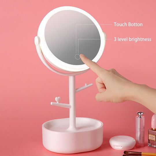 Buy Ecoco Smart LED Light Cosmetic Makeup Mirror USB Touch Screen Home Desk Vanity 360° Pink discounted | Products On Sale Australia