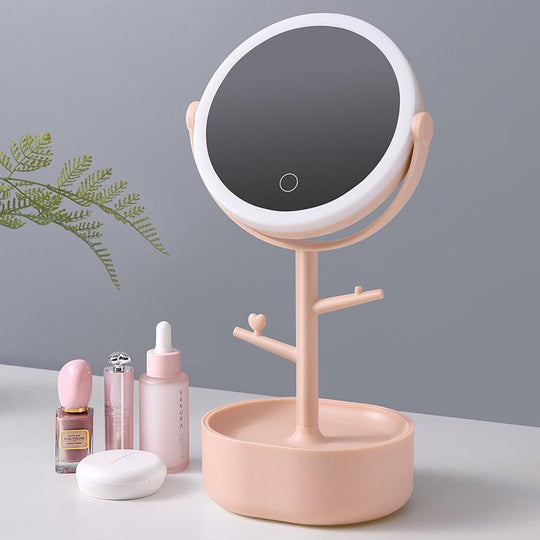 Buy Ecoco Smart LED Light Cosmetic Makeup Mirror USB Touch Screen Home Desk Vanity 360° Pink discounted | Products On Sale Australia