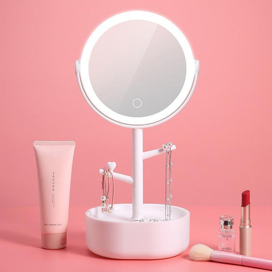 Buy Ecoco Smart LED Light Cosmetic Makeup Mirror USB Touch Screen Home Desk Vanity 360° Pink discounted | Products On Sale Australia