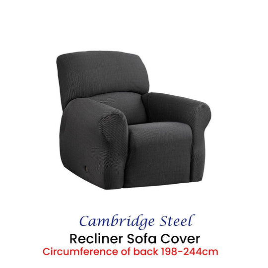 Buy Elan Cambridge Extra-stretch Couch Cover Steel One Seater Recliner Steel discounted | Products On Sale Australia