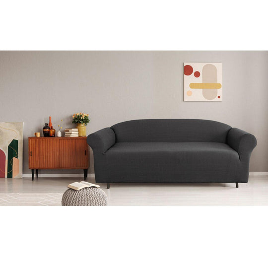 Buy Elan Cambridge Extra-stretch Couch Cover Steel Three Seater Steel discounted | Products On Sale Australia