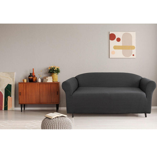 Buy Elan Cambridge Extra-stretch Couch Cover Steel Two Seater Steel discounted | Products On Sale Australia