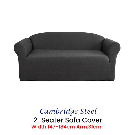 Buy Elan Cambridge Extra-stretch Couch Cover Steel Two Seater Steel discounted | Products On Sale Australia