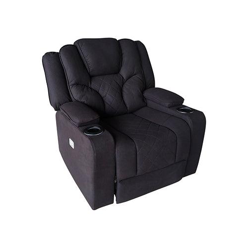 Electric Recliner Stylish Rhino Fabric Black 1 Seater Lounge Armchair with LED Features Products On Sale Australia | Furniture > Living Room Category