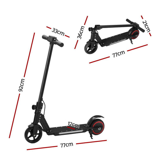 Buy Electric Scooter 130W 16KM/H LED Light Folding Portable Riding Commuter Black discounted | Products On Sale Australia