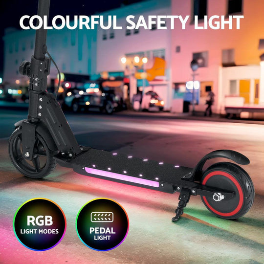 Buy Electric Scooter 130W 16KM/H LED Light Folding Portable Riding Commuter Black discounted | Products On Sale Australia