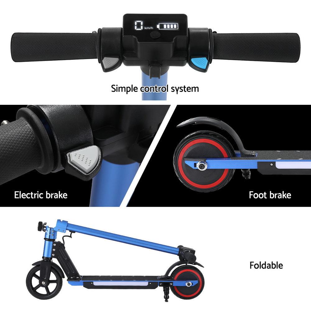 Buy Electric Scooter 130W 16KM/H LED Light Folding Portable Riding Commuter Blue discounted | Products On Sale Australia