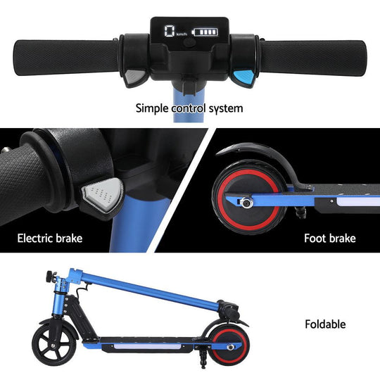 Buy Electric Scooter 130W 16KM/H LED Light Folding Portable Riding Commuter Blue discounted | Products On Sale Australia