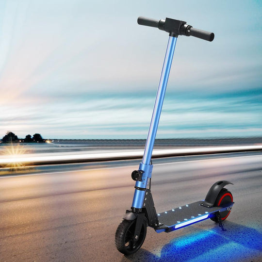 Buy Electric Scooter 130W 16KM/H LED Light Folding Portable Riding Commuter Blue discounted | Products On Sale Australia