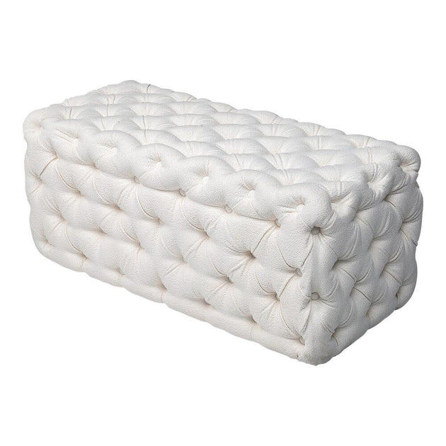 Buy Elsa Tufted Ottoman Beach Boucle White-Rectangular discounted | Products On Sale Australia