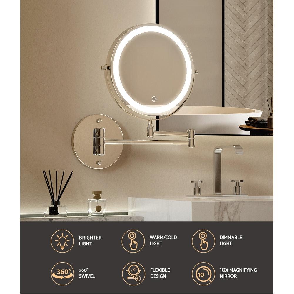 Buy Embellir Extendable Makeup Mirror 10X Magnifying Double-Sided Bathroom Silver discounted | Products On Sale Australia