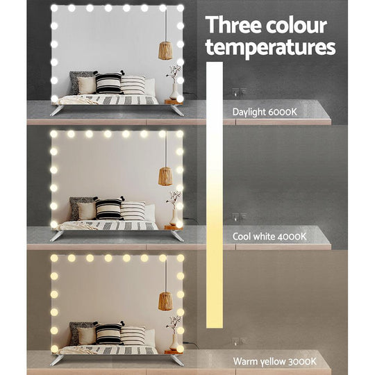 Buy Embellir Makeup Mirror 80x65cm Hollywood Vanity with LED Light Tabletop Wall discounted | Products On Sale Australia