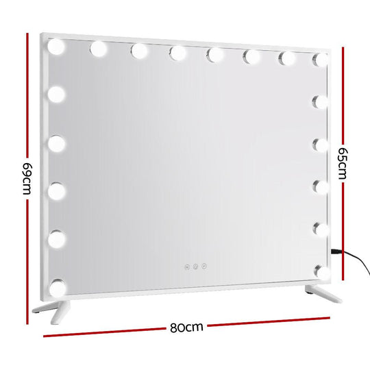 Buy Embellir Makeup Mirror 80x65cm Hollywood Vanity with LED Light Tabletop White discounted | Products On Sale Australia