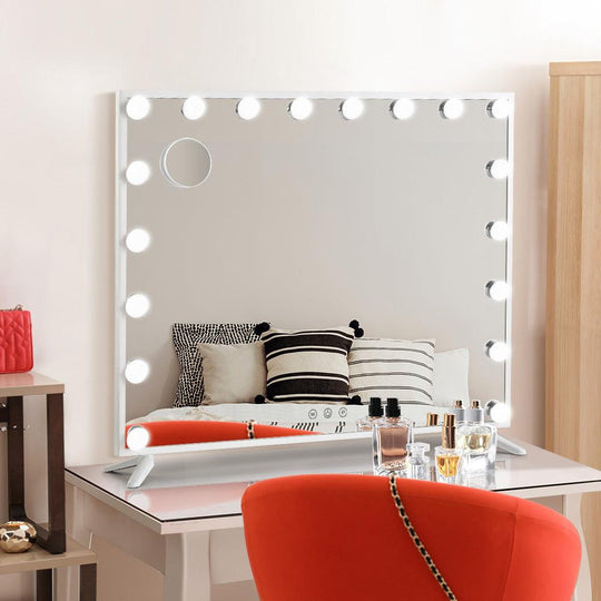 Buy Embellir Makeup Mirror 80x65cm Hollywood Vanity with LED Light Tabletop White discounted | Products On Sale Australia