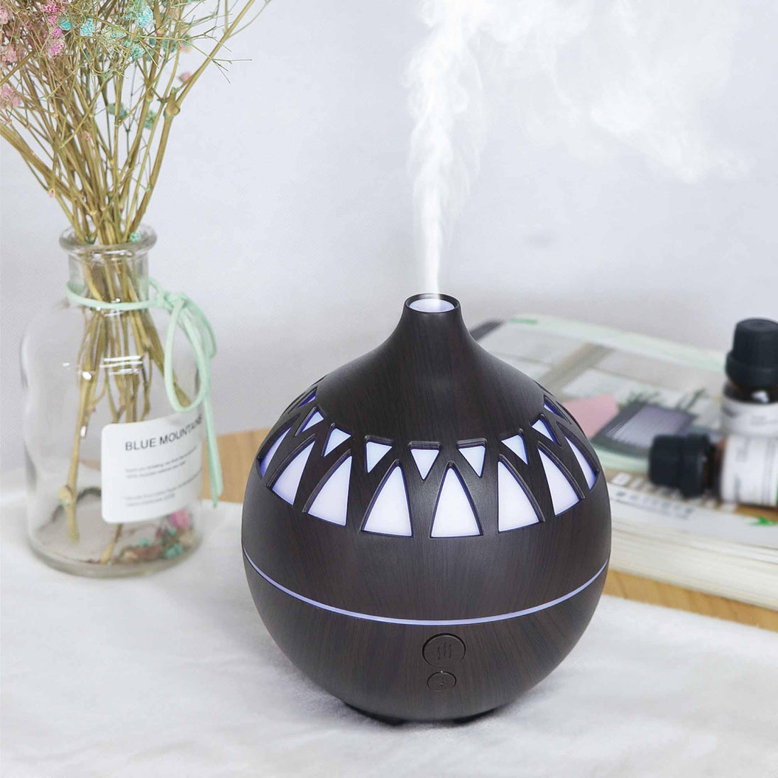 Buy Essential Oil Aroma Diffuser - 180ml USB LED Dark Wood Mist Humidifier discounted | Products On Sale Australia